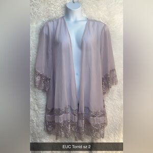 EUC Torrid lavender lace kimono